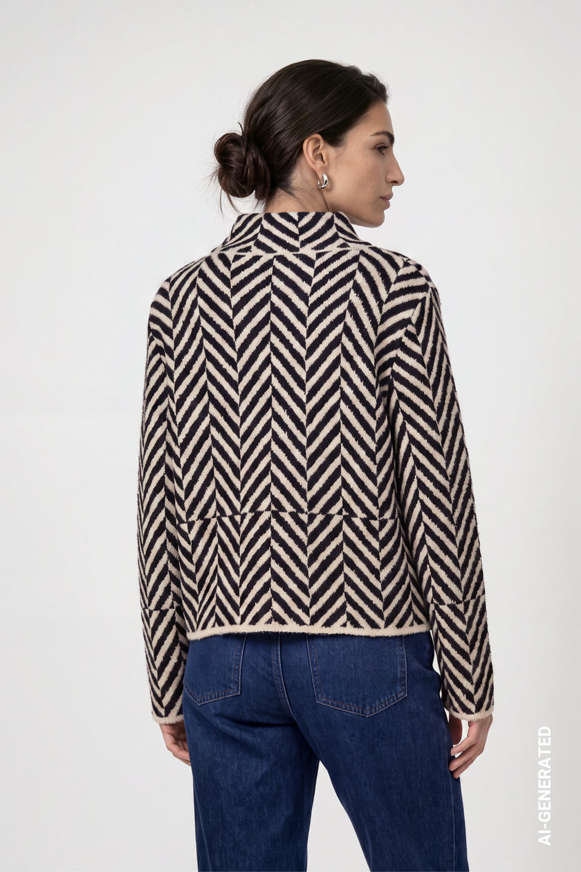 Strickpullover - Fischgratmuster