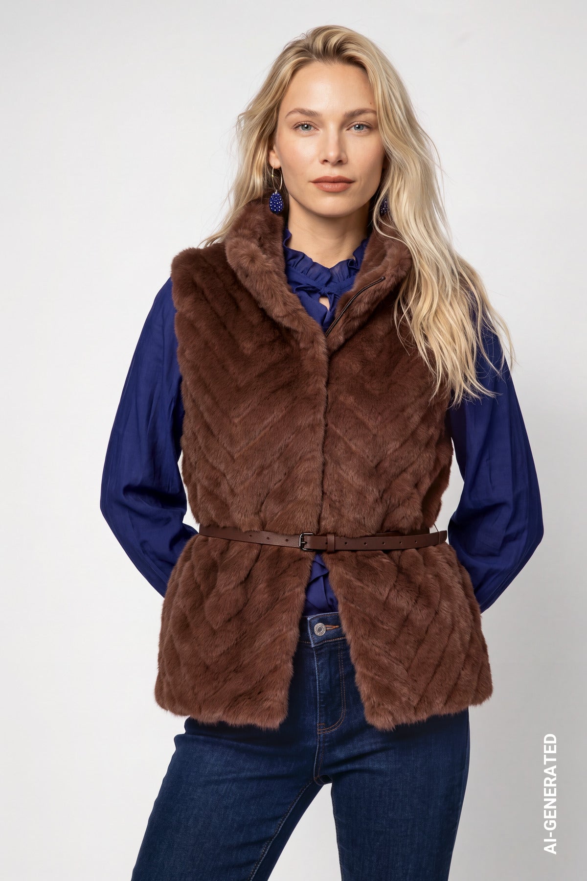 Kunstfellweste - Taillengürtel