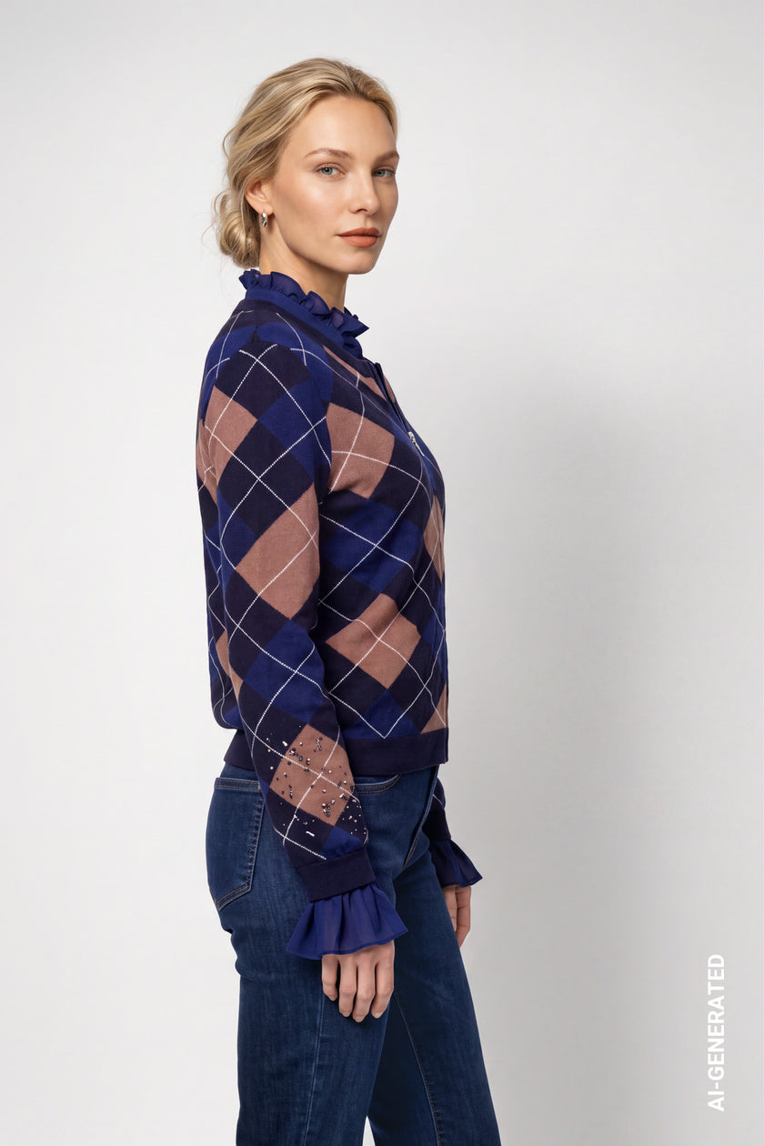 Strickjacke - Rautenmuster