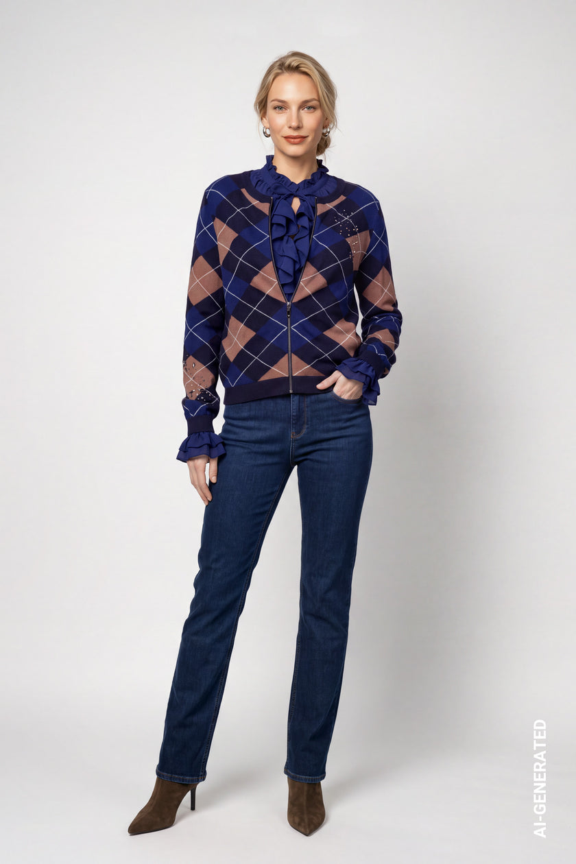 Strickjacke - Rautenmuster