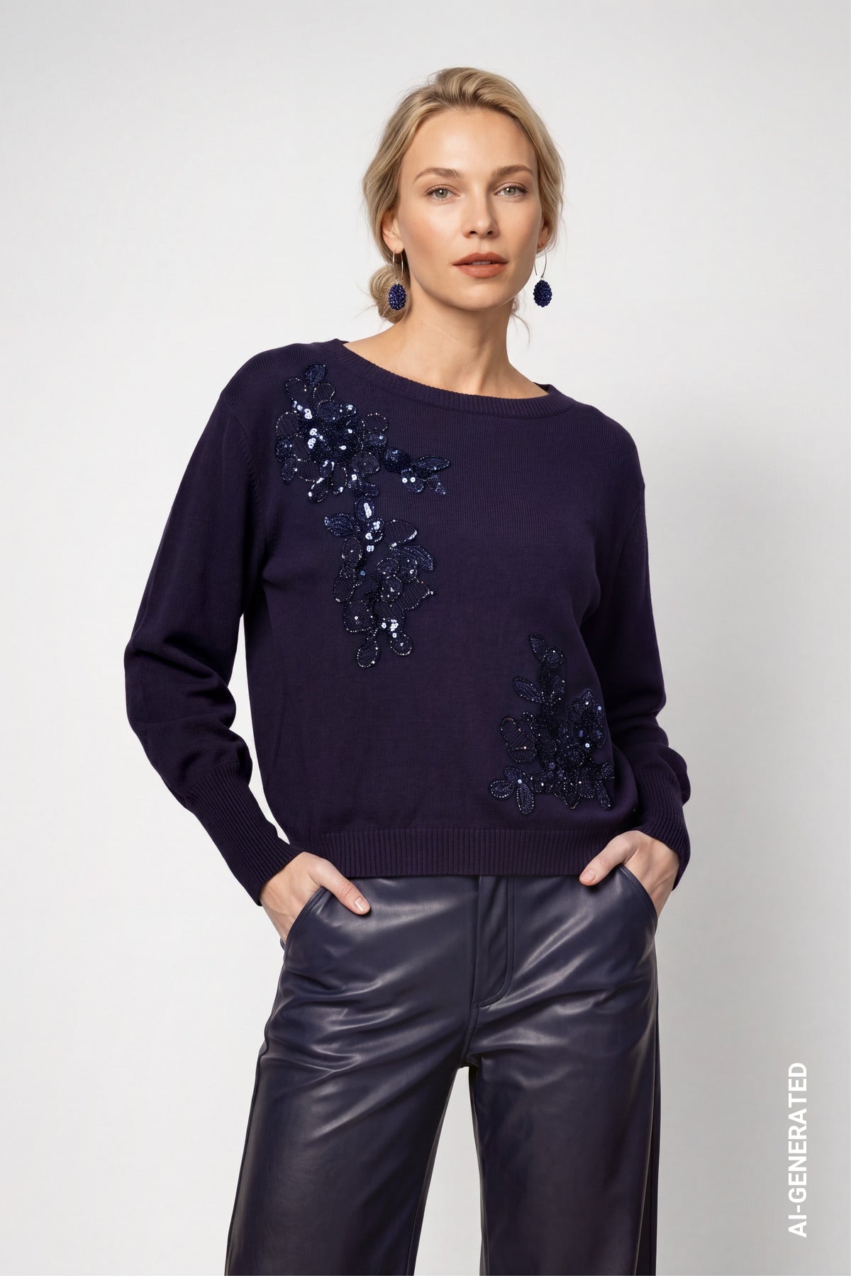 Strickpullover - Schmuckapplikationen