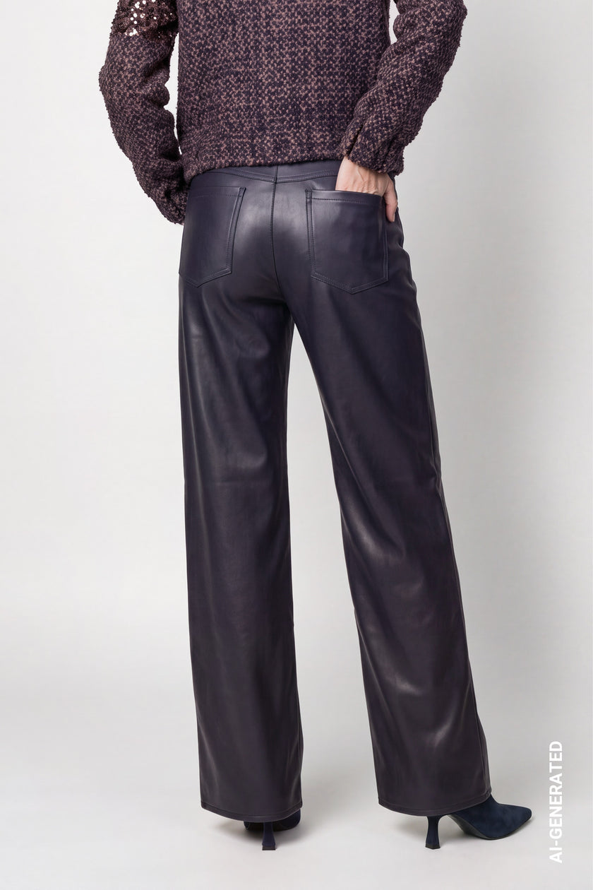 Kunstleder - Wide-Leg Hose
