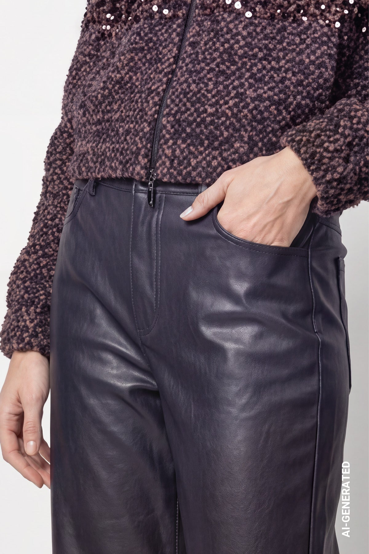 Kunstleder - Wide-Leg Hose
