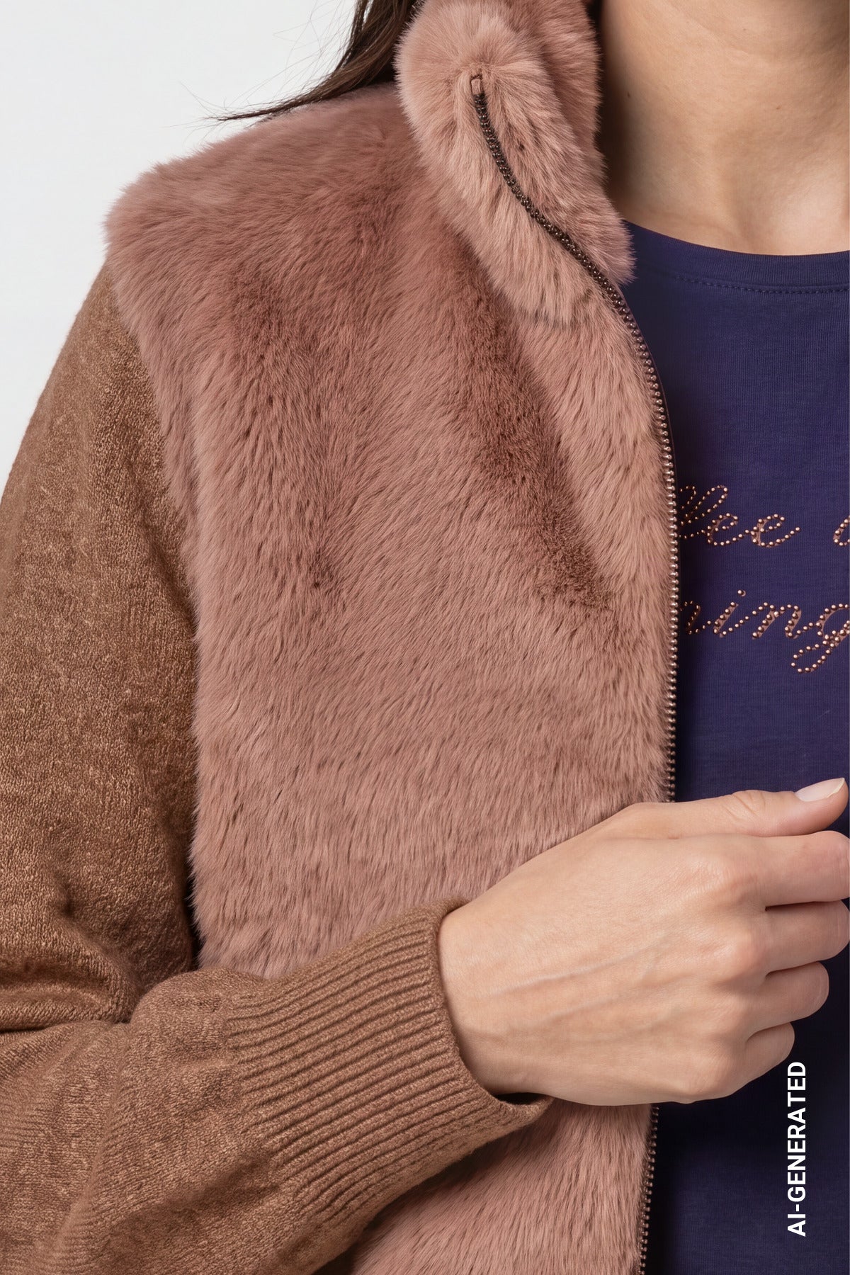 Strickjacke - Kunstfell
